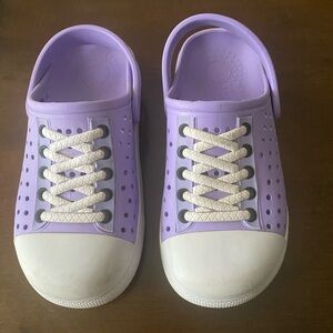 Kids Purple and White Clogs
